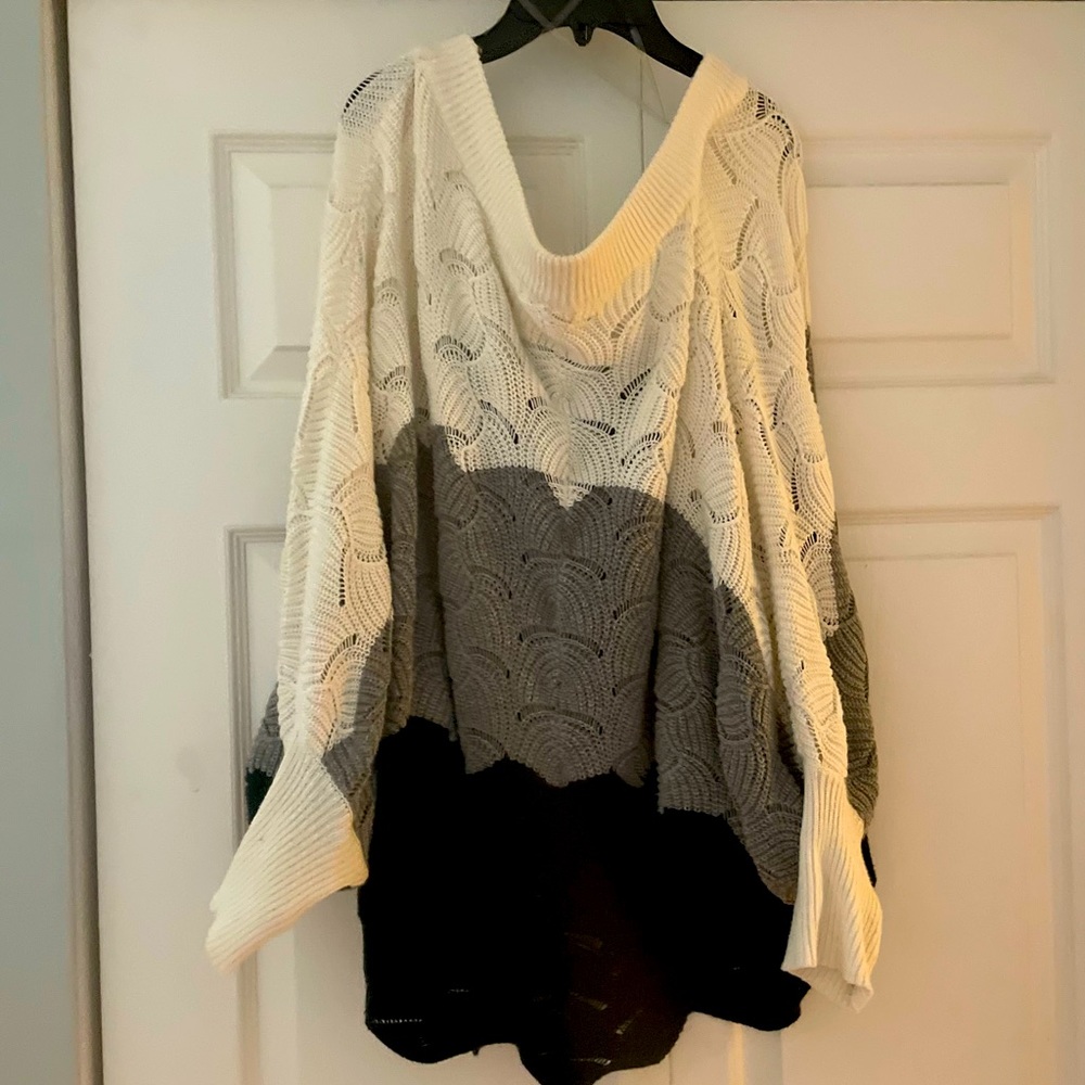 Chicsoul 1x off the shoulder light sweater. You need to wear a camisole under it
